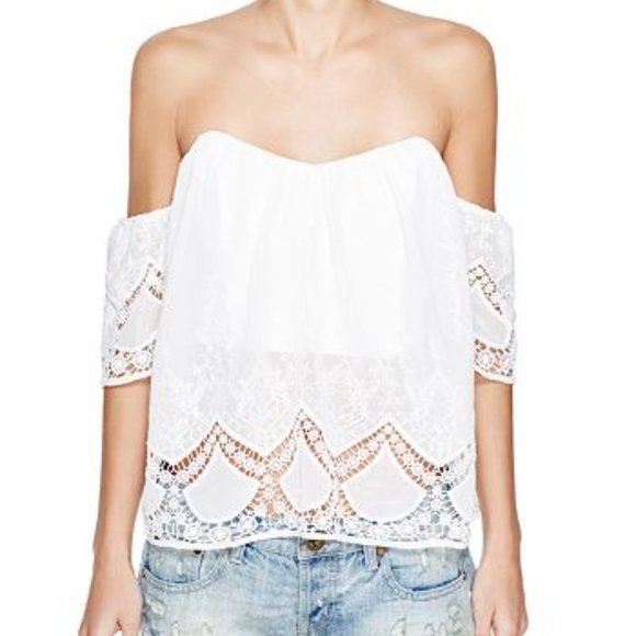 Lucy Paris Tops - Lucy Paris Off-The-Shoulder Lace Sweetheart Top